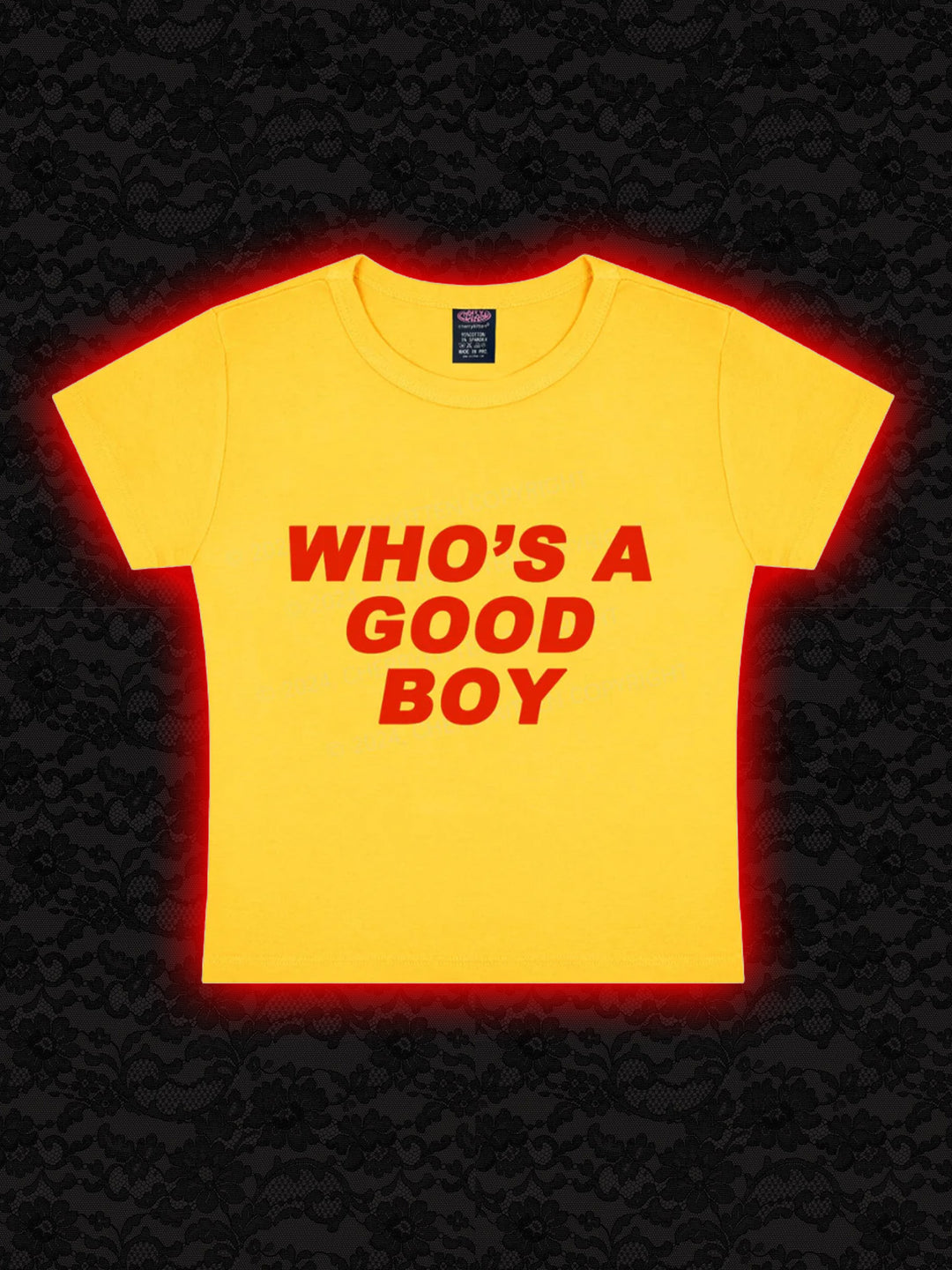 Who's A Good Boy Y2K Baby Tee Cherrykitten