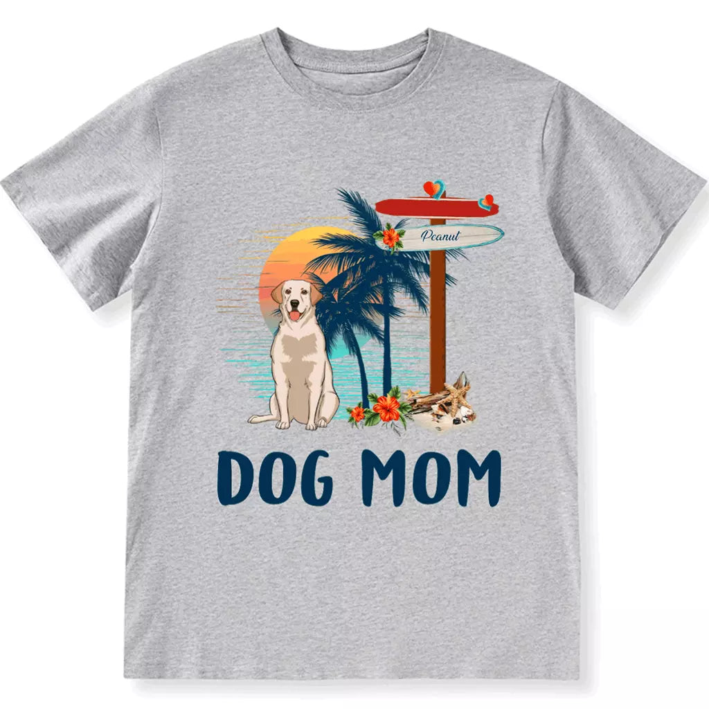 Dog Mom Surfboards Summer Vacation - Personalized Custom Unisex T-shirt