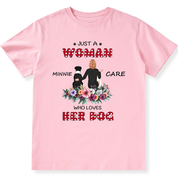 Just A Woman Loves Her Dog - Personalized Custom Christmas Unisex T-shirt