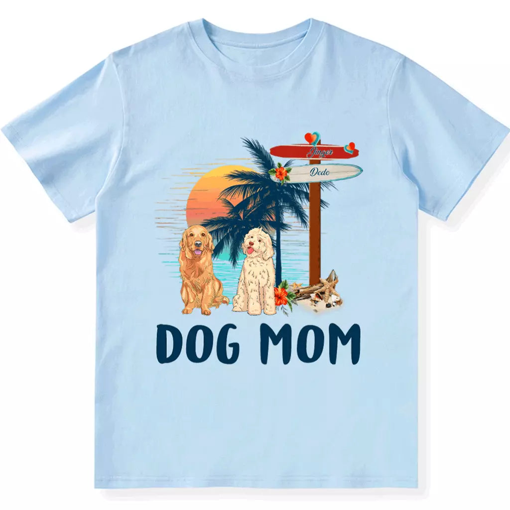 Dog Mom Surfboards Summer Vacation - Personalized Custom Unisex T-shirt