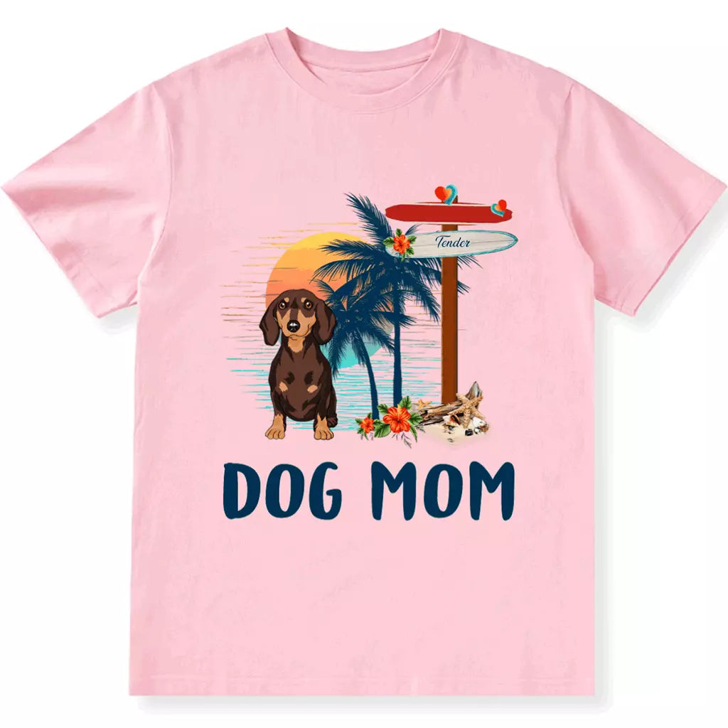Dog Mom Surfboards Summer Vacation - Personalized Custom Unisex T-shirt