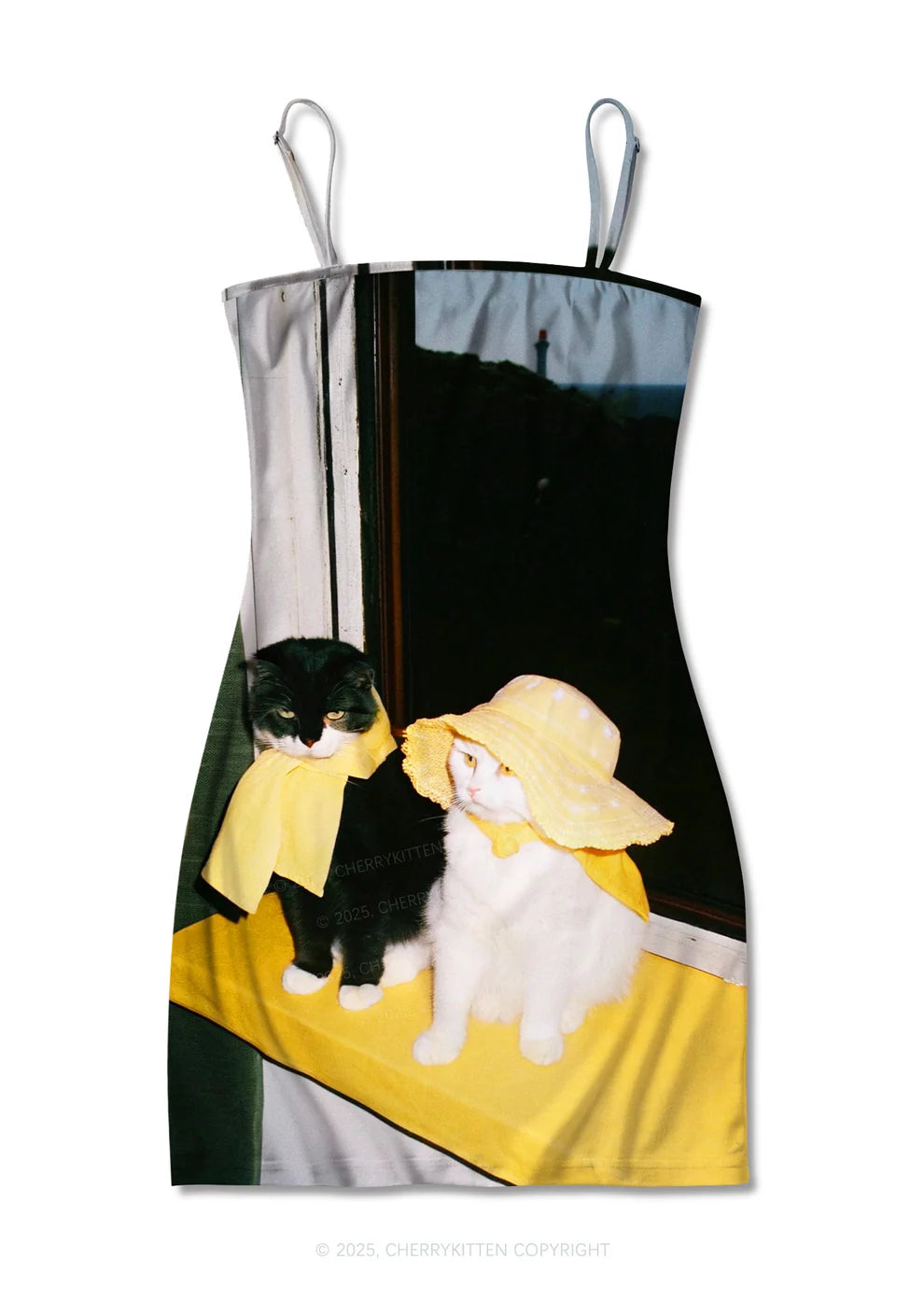 Cats Friend Y2K Print Slip Dress Cherrykitten
