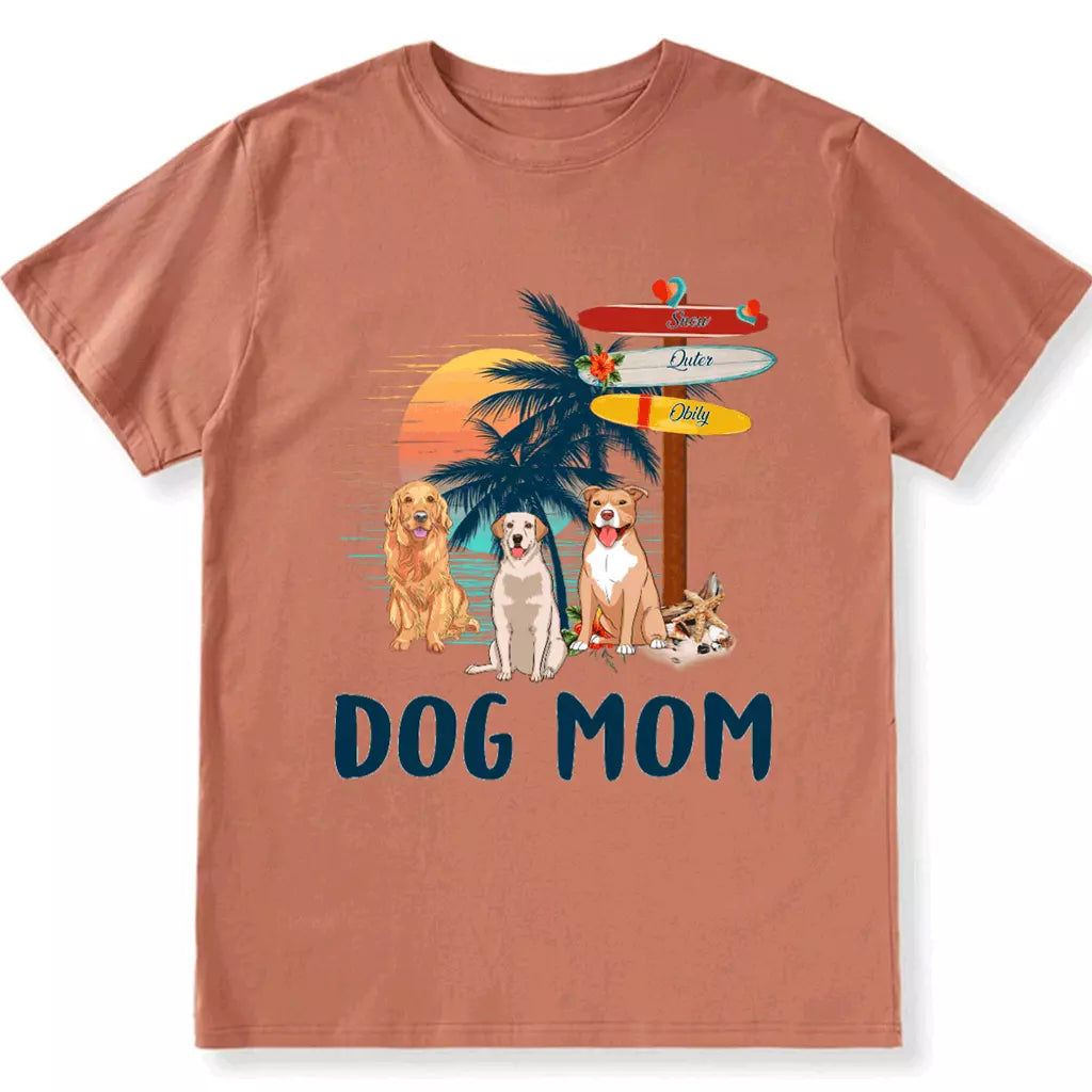 Dog Mom Surfboards Summer Vacation - Personalized Custom Unisex T-shirt