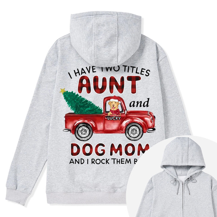 Aunt Dog Mom Plaid Christmas Truck - Personalized Custom Zipper Hoodie