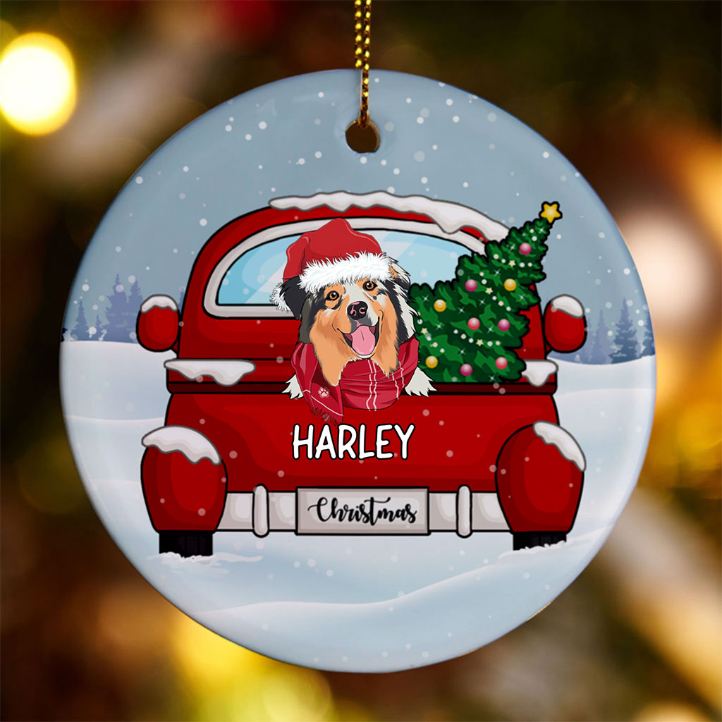 Christmas Truck And Dogs - Personalized Christmas Ornament
