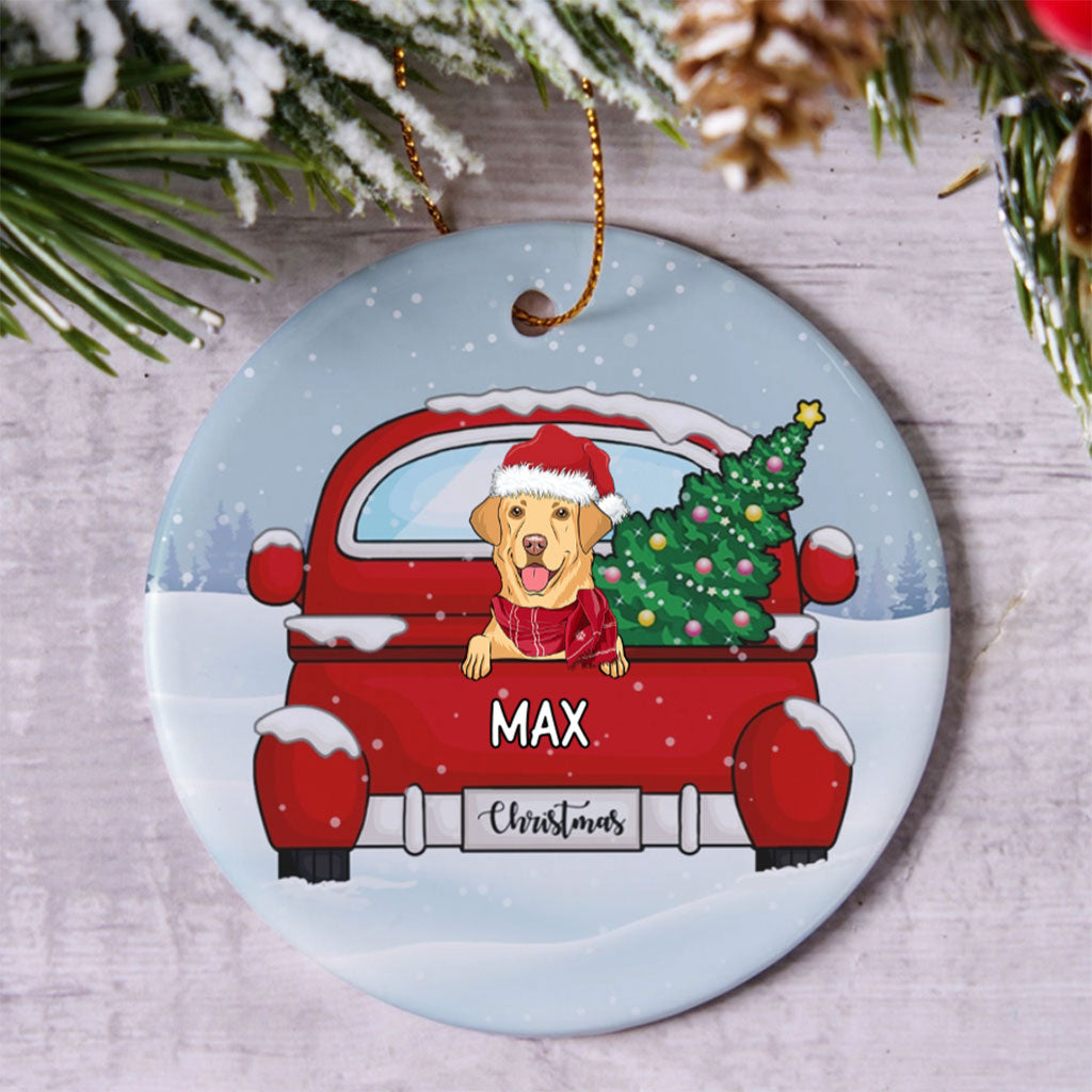 Christmas Truck And Dogs - Personalized Christmas Ornament
