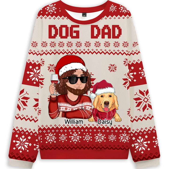 Dog Dad - Personalized Custom Christmas Ugly Sweatshirt