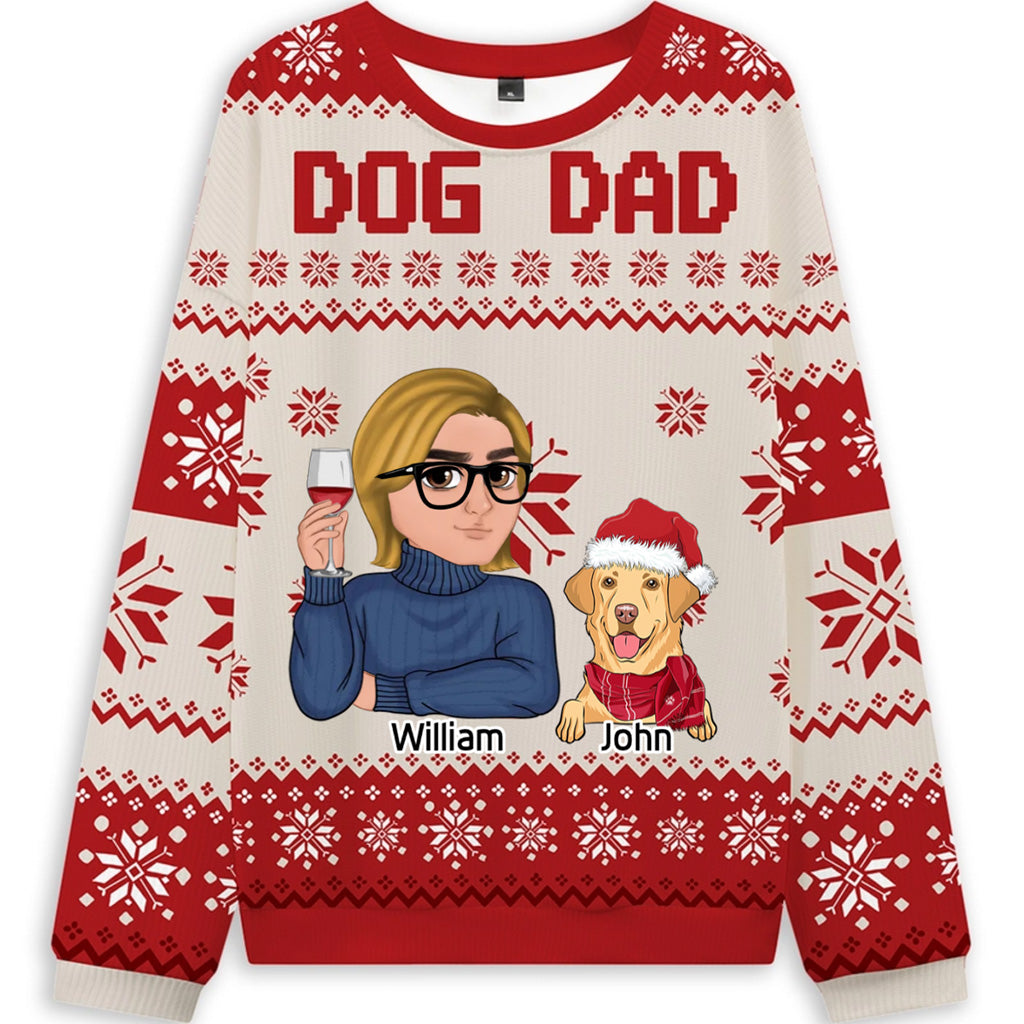 Dog Dad - Personalized Custom Christmas Ugly Sweatshirt