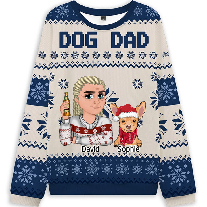 Dog Dad - Personalized Custom Christmas Ugly Sweatshirt