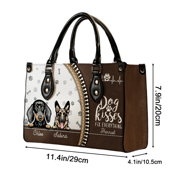Dog Kisses Fix Everything - Personalized Custom PU Leather Handbag