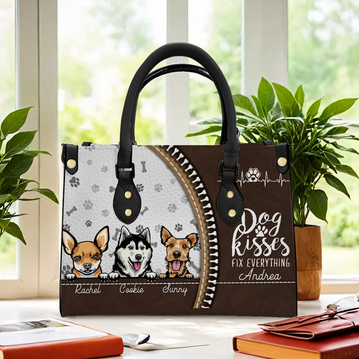 Dog Kisses Fix Everything - Personalized Custom PU Leather Handbag
