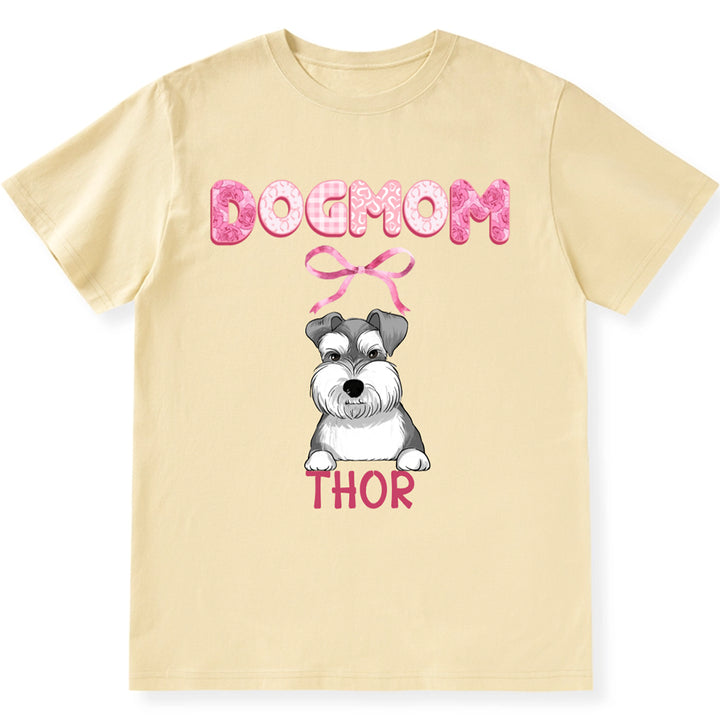 Dog Mom Coquette Pink Bow Ribbon Trendy Style - Personalized Custom Unisex T-shirt
