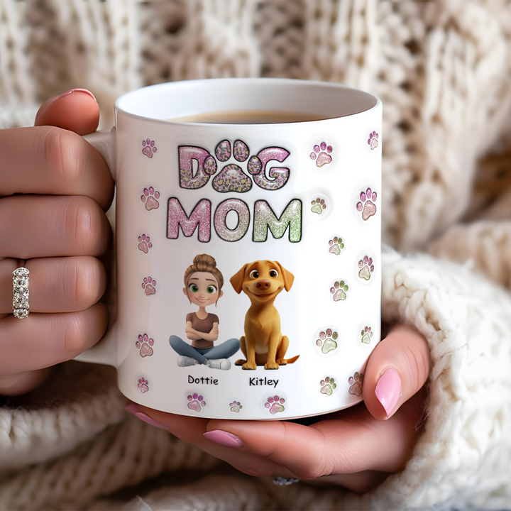 Dog Mom Lovely Chibi - Personalized Custom Coffee Mug