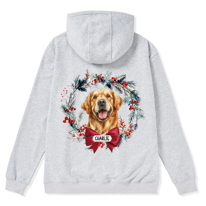 Dog and Christmas Wreath - Personalized Custom Zipper Hoodie