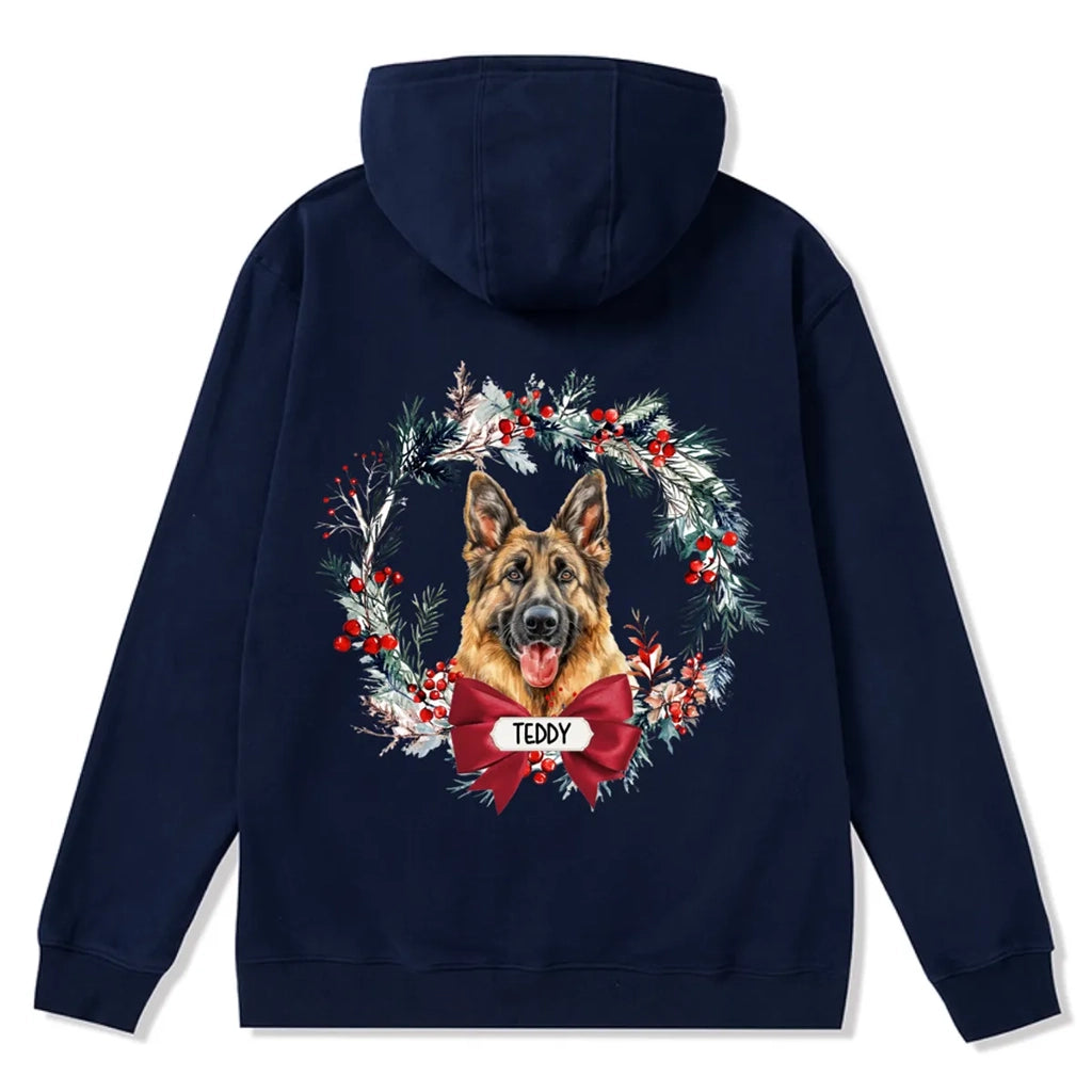 Dog and Christmas Wreath - Personalized Custom Zipper Hoodie