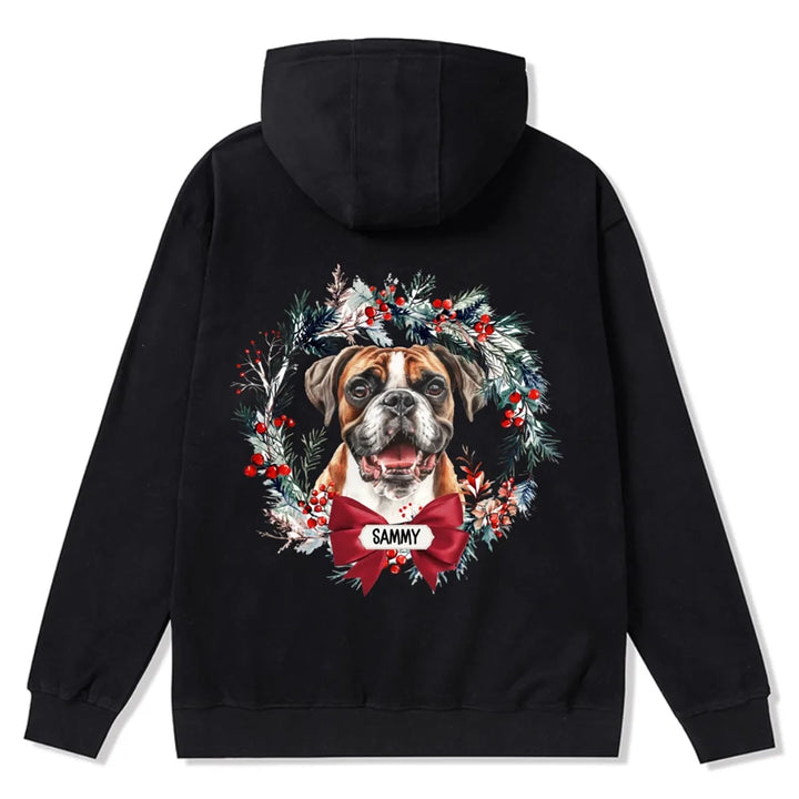 Dog and Christmas Wreath - Personalized Custom Zipper Hoodie