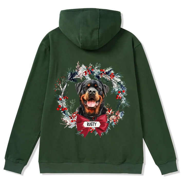 Dog and Christmas Wreath - Personalized Custom Zipper Hoodie