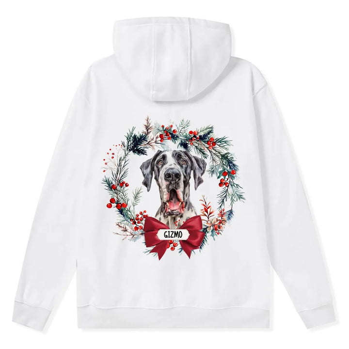 Dog and Christmas Wreath - Personalized Custom Zipper Hoodie