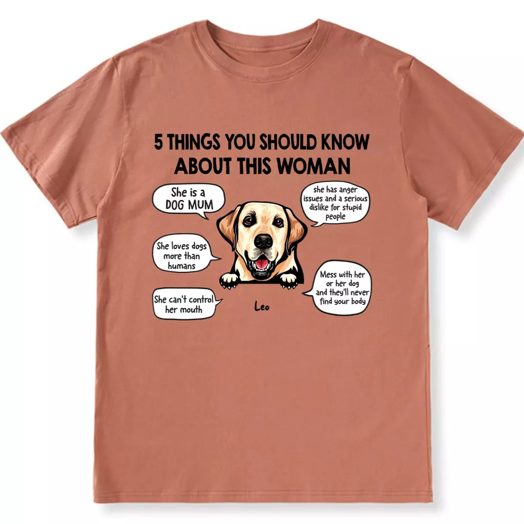Five Things About This Dog Mom - Personalized Custom Unisex T-shirt