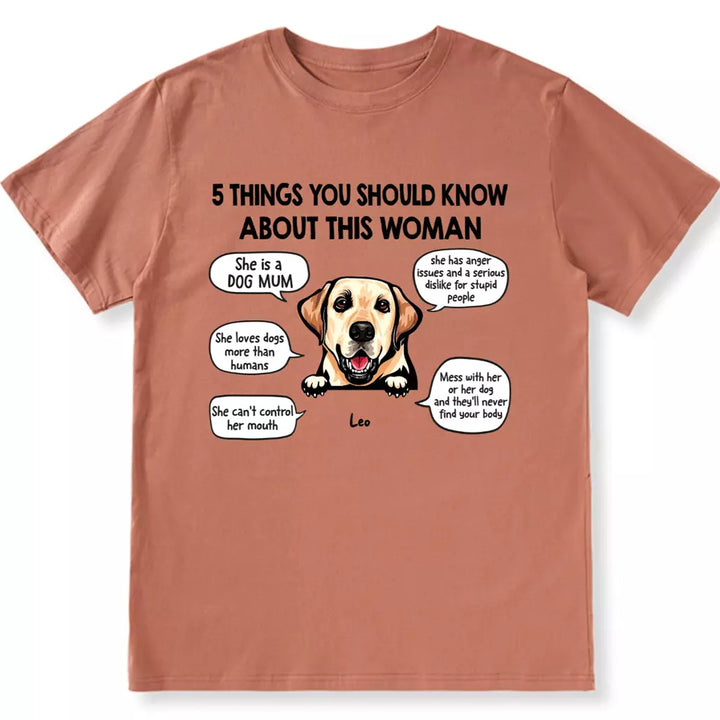 Five Things About This Dog Mom - Personalized Custom Unisex T-shirt