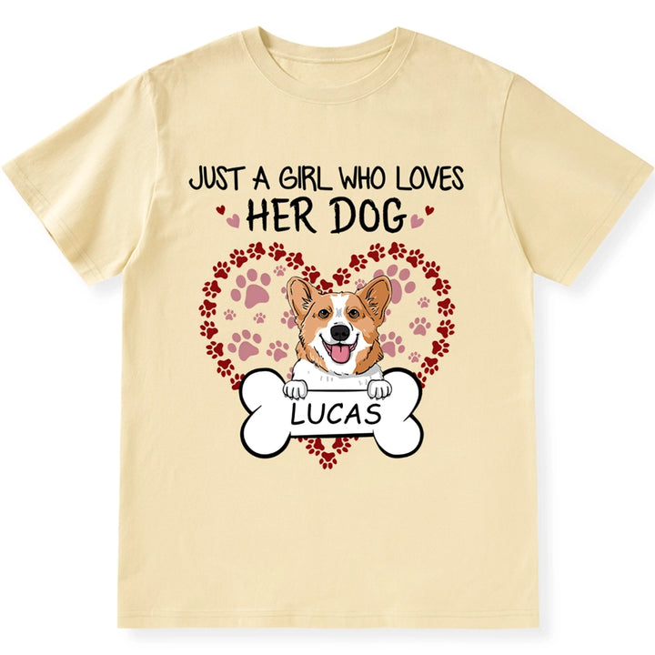 Girl Loves Dog Paws Heart - Personalized Custom Unisex T-shirt