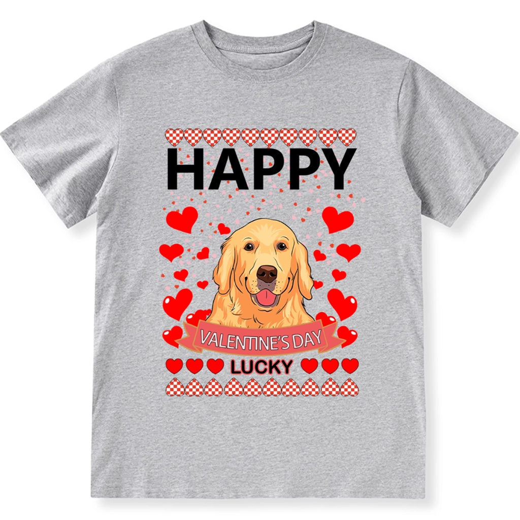 Happy Valentine's Day with My Dog - Personalized Custom Unisex T-shirt