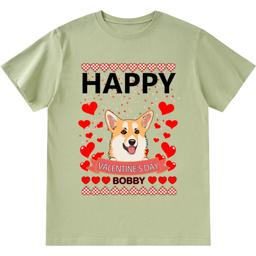 Happy Valentine's Day with My Dog - Personalized Custom Unisex T-shirt