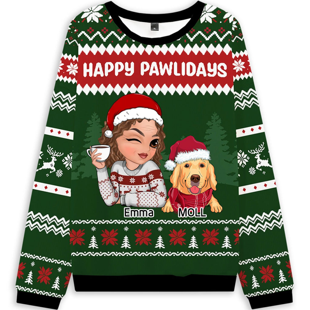 Lovely Dog Mom Dad Christmas- Personalized Custom Ugly Sweatshirt