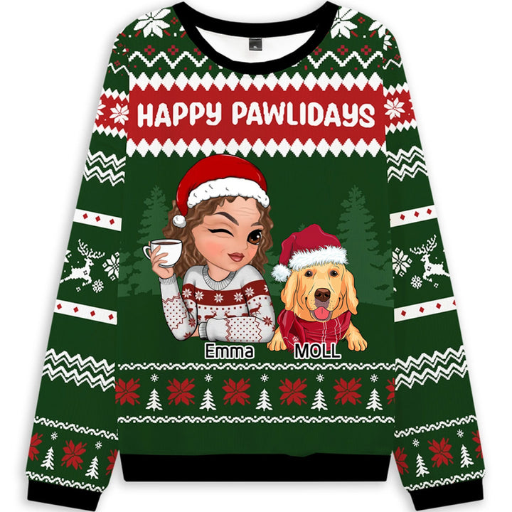 Lovely Dog Mom Dad Christmas- Personalized Custom Ugly Sweatshirt