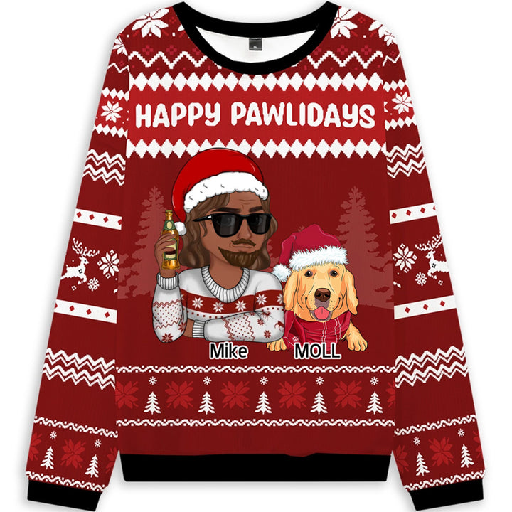 Lovely Dog Mom Dad Christmas- Personalized Custom Ugly Sweatshirt