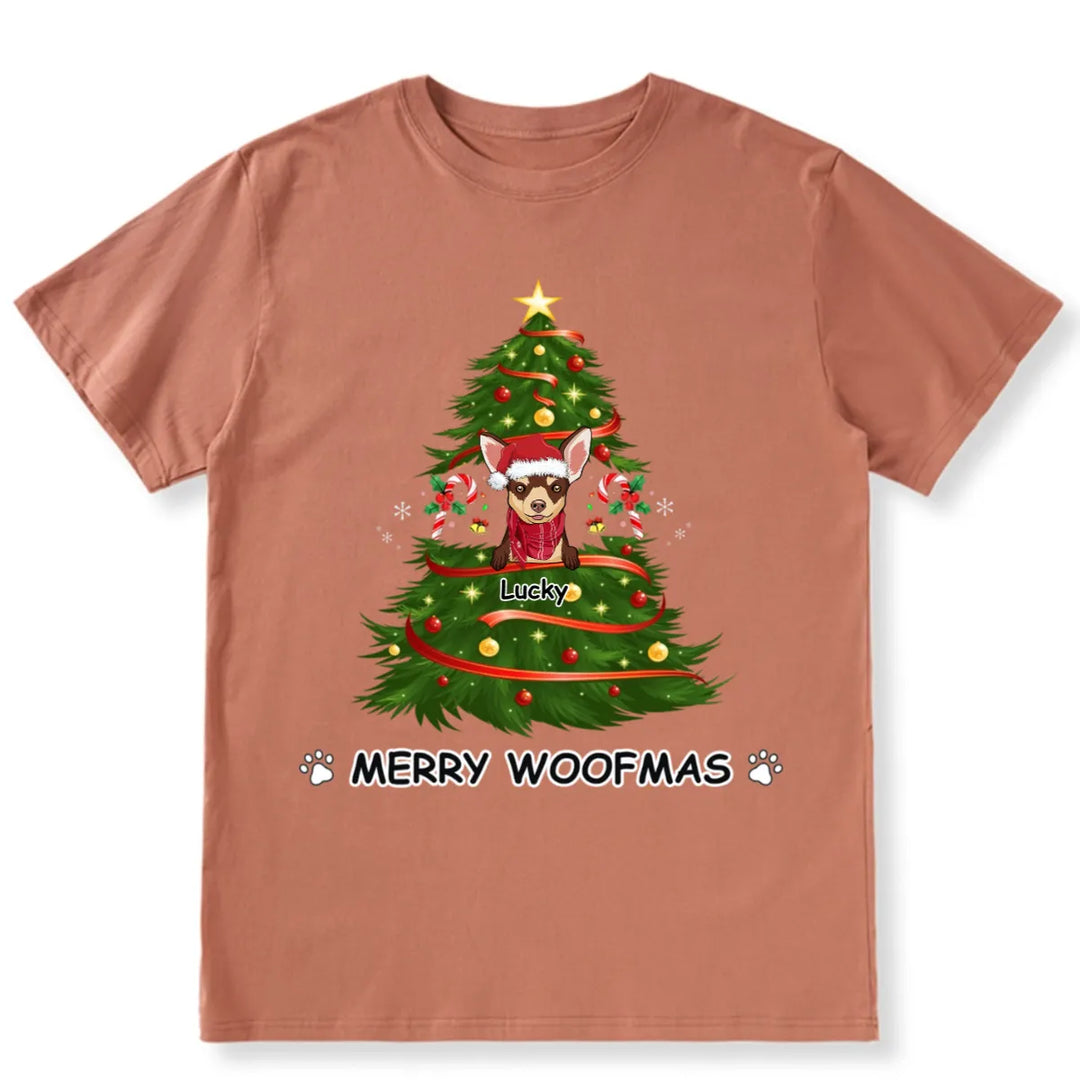 Merry Woofmas Dog Tree - Personalized Custom Christmas T-shirt