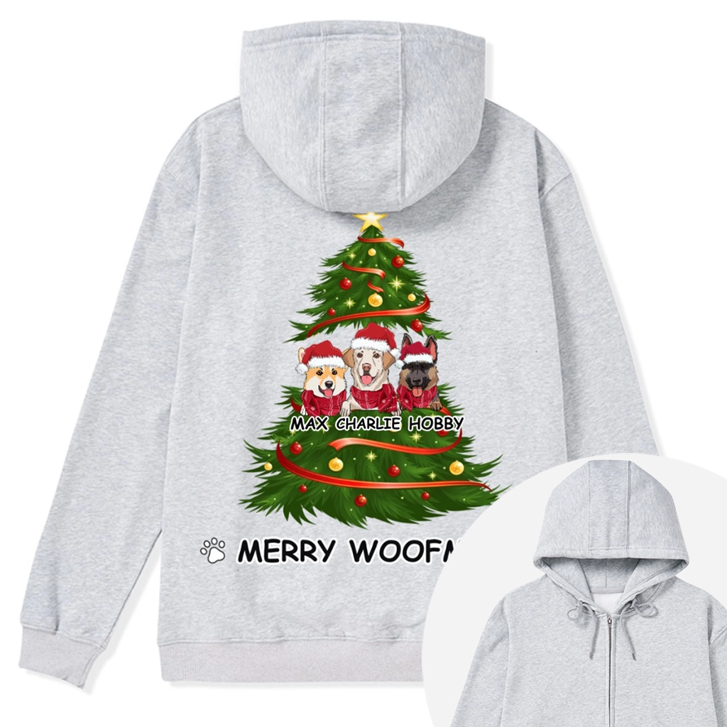 Merry Woofmas Dog Tree - Personalized Custom Christmas Zipper Hoodie