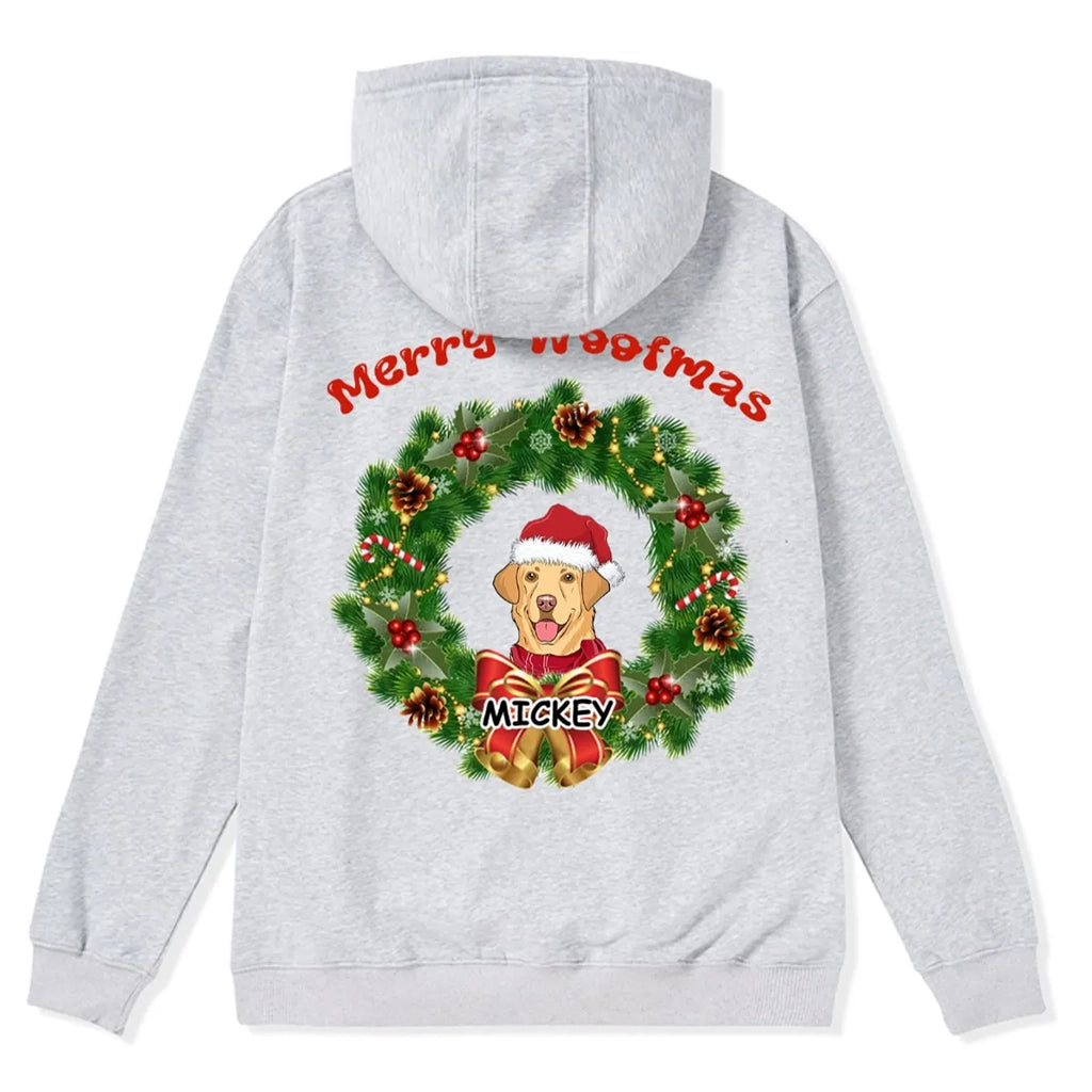 Merry Woofmas Dog Wreath - Personalized Custom Christmas Zipper Hoodie