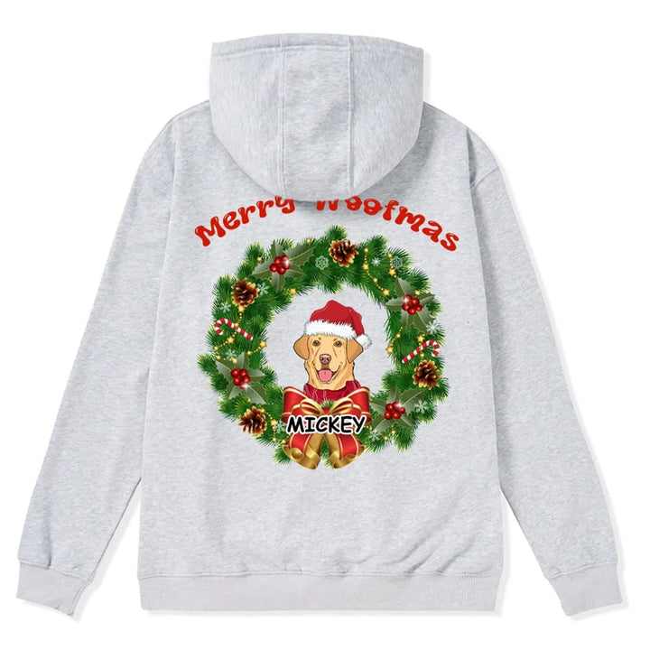 Merry Woofmas Dog Wreath - Personalized Custom Christmas Zipper Hoodie