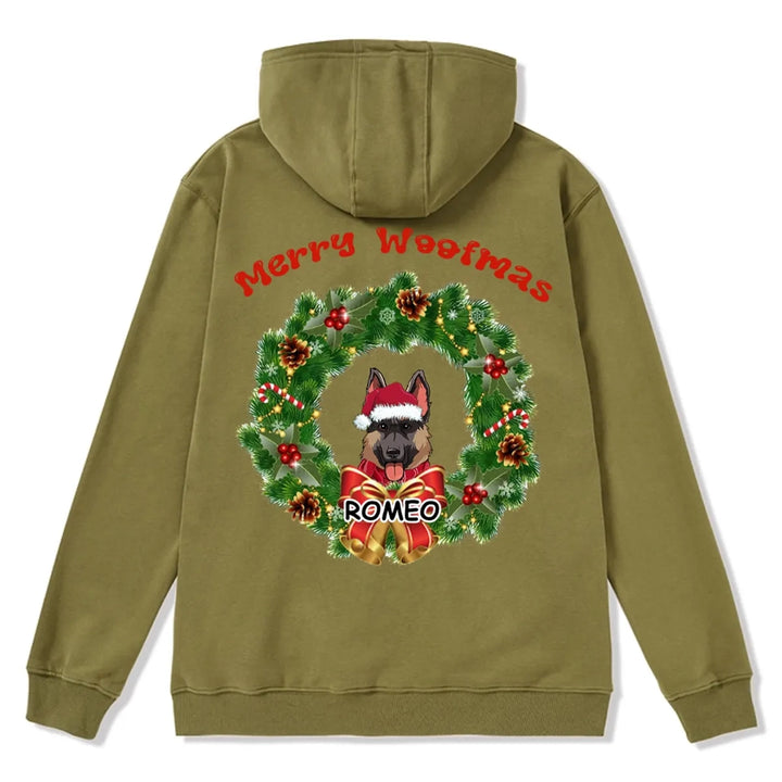 Merry Woofmas Dog Wreath - Personalized Custom Christmas Zipper Hoodie