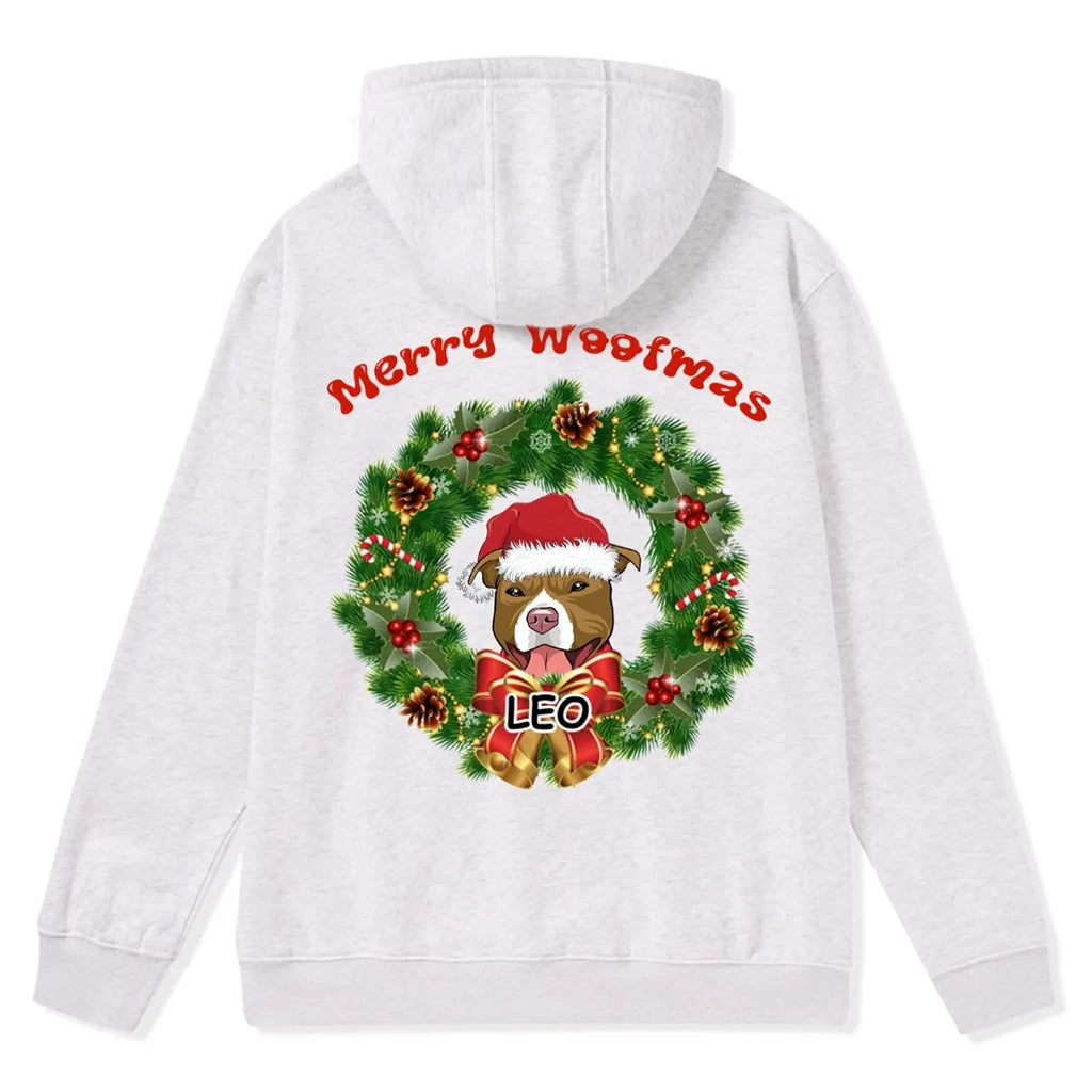 Merry Woofmas Dog Wreath - Personalized Custom Christmas Zipper Hoodie