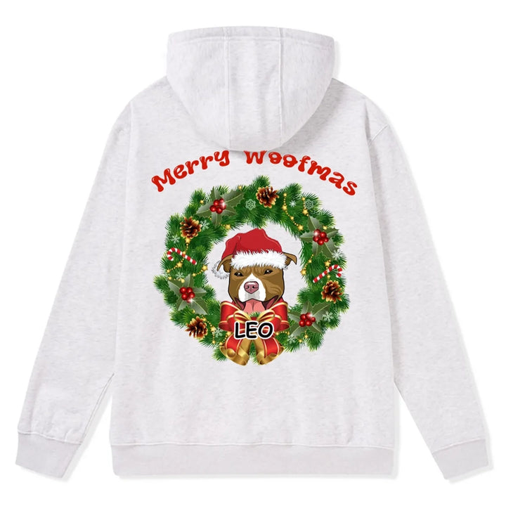 Merry Woofmas Dog Wreath - Personalized Custom Christmas Zipper Hoodie