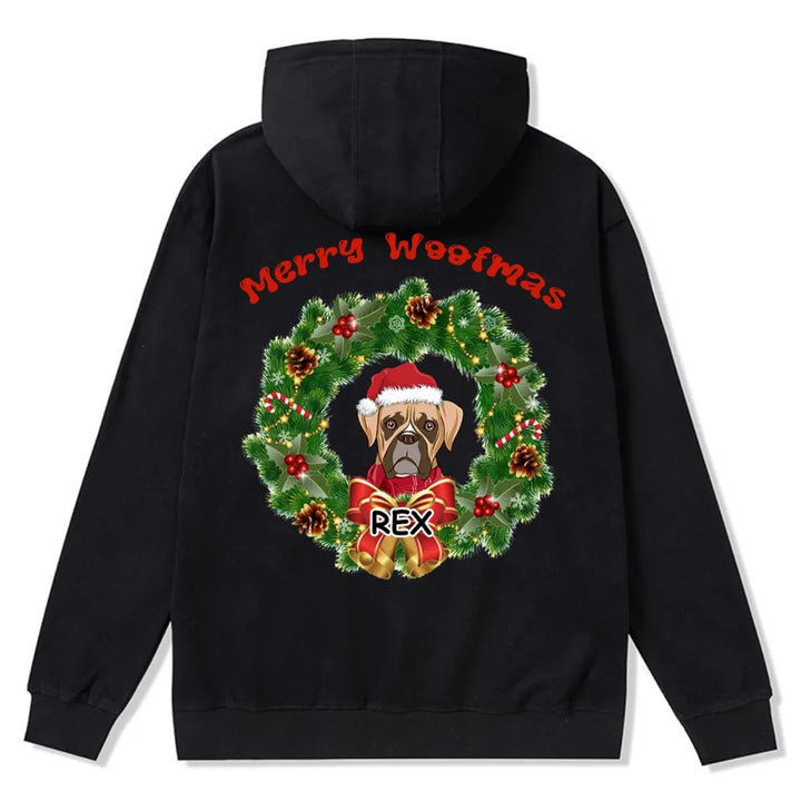Merry Woofmas Dog Wreath - Personalized Custom Christmas Zipper Hoodie