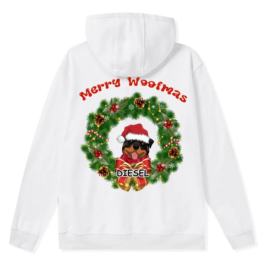 Merry Woofmas Dog Wreath - Personalized Custom Christmas Zipper Hoodie