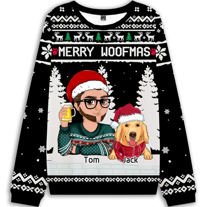 Merry Woofmas To My Mom/Dad - Personalized Custom Christmas Ugly Sweatshirt