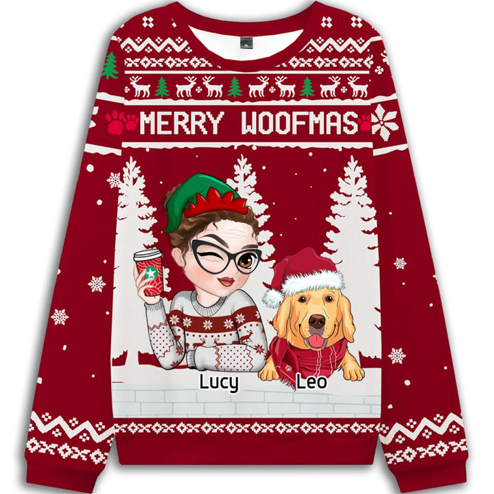 Merry Woofmas To My Mom/Dad - Personalized Custom Christmas Ugly Sweatshirt