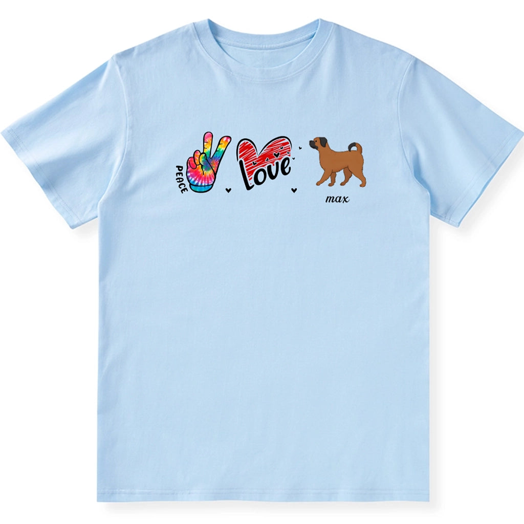 Peace Love Heart Dog - Personalized Custom Unisex T-Shirt