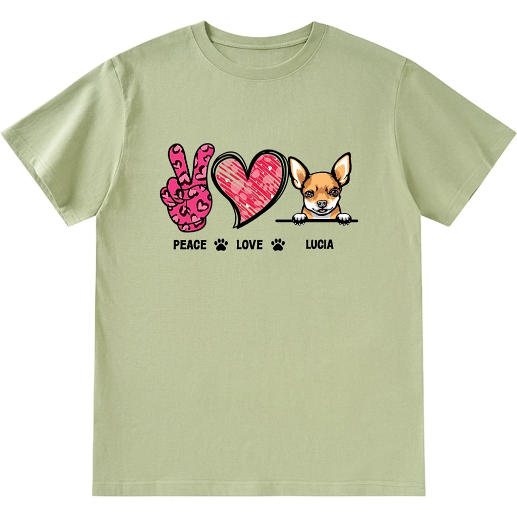 Peace Love And Dog - Personalized Custom Unisex T-shirt