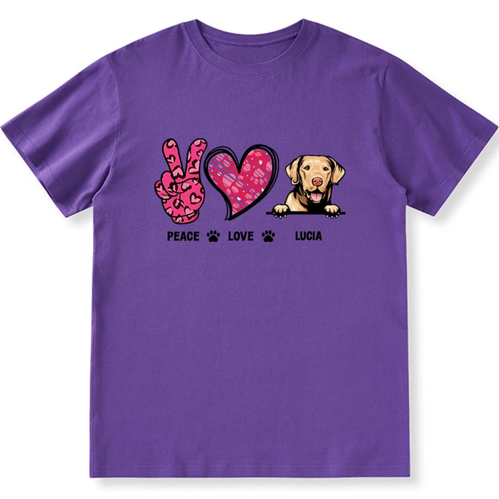 Peace Love And Dog - Personalized Custom Unisex T-shirt