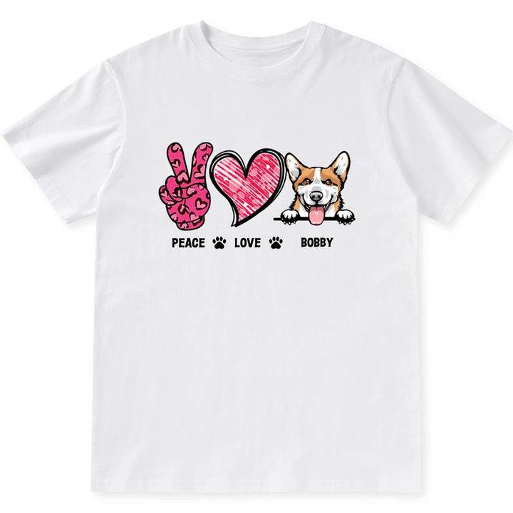 Peace Love And Dog - Personalized Custom Unisex T-shirt