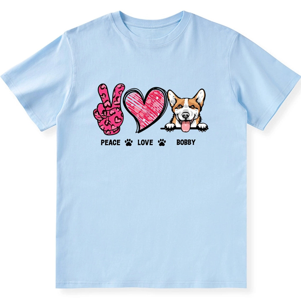 Peace Love And Dog - Personalized Custom Unisex T-shirt