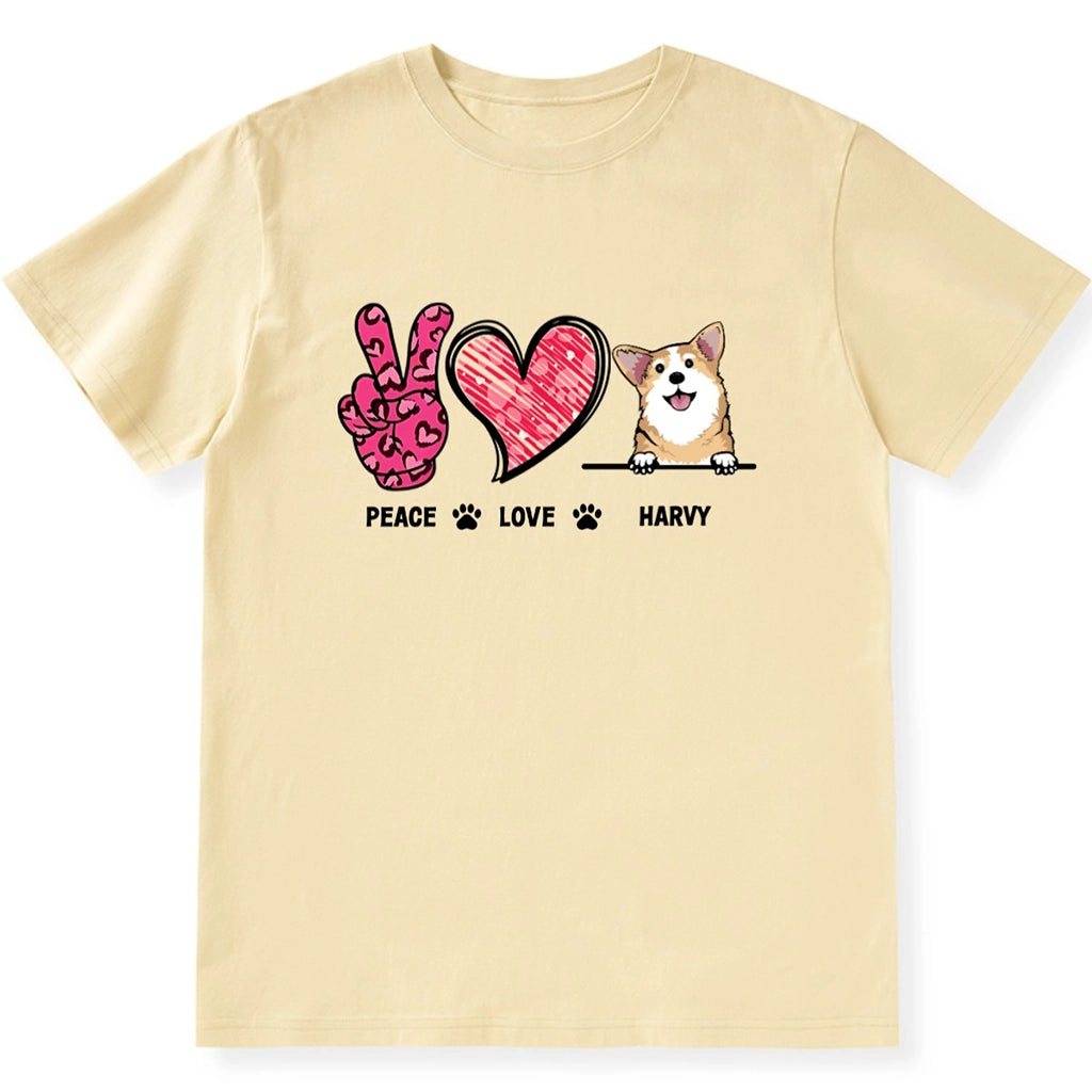 Peace Love And Dog - Personalized Custom Unisex T-shirt
