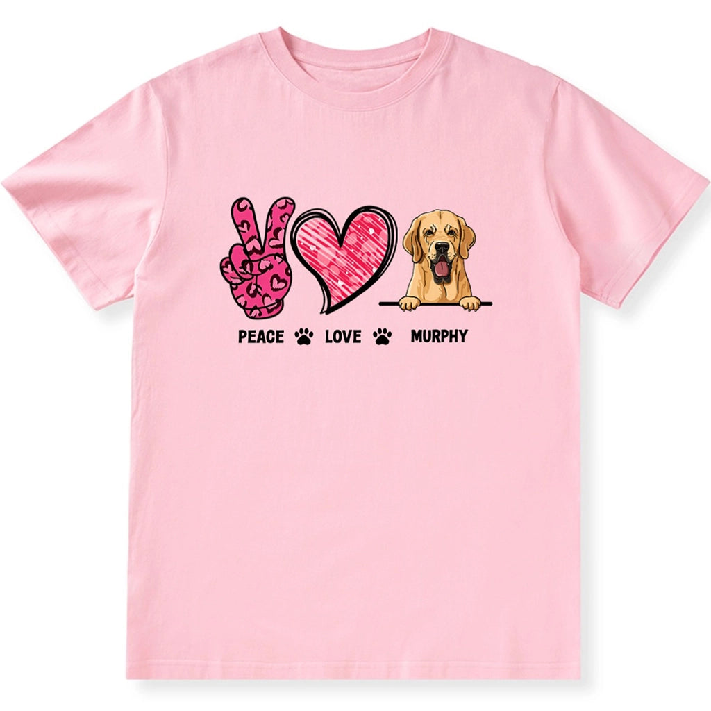 Peace Love And Dog - Personalized Custom Unisex T-shirt
