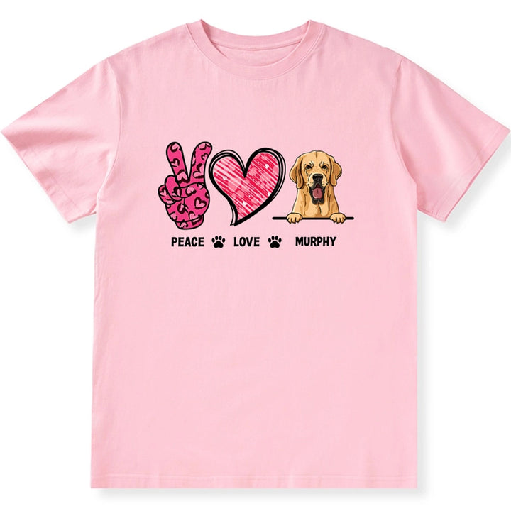 Peace Love And Dog - Personalized Custom Unisex T-shirt