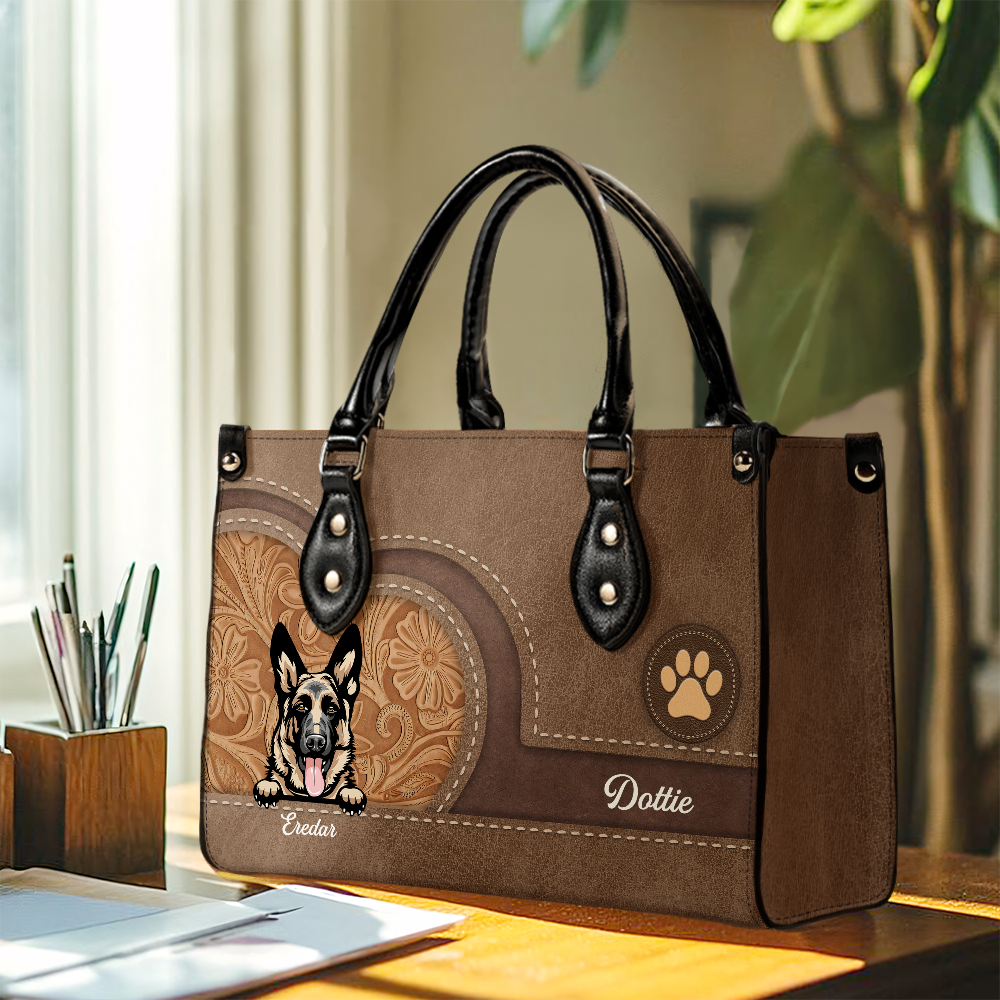 Personalized Gift for Dog Lovers - Personalized Custom PU Leather Handbag